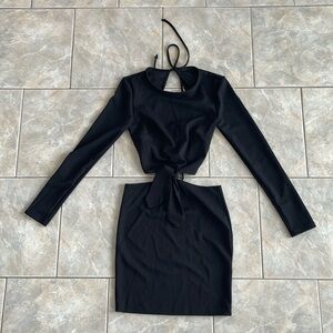 Urban Outfitters OML black cutout dress with tie waist and back